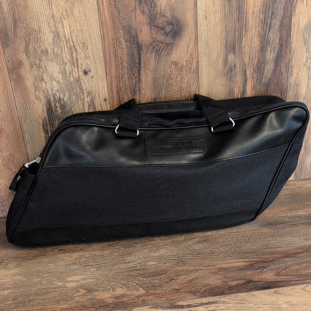 Harley Davidson Leather & Canvas Saddlebag Liner Double Zipper Tote Duffle x2